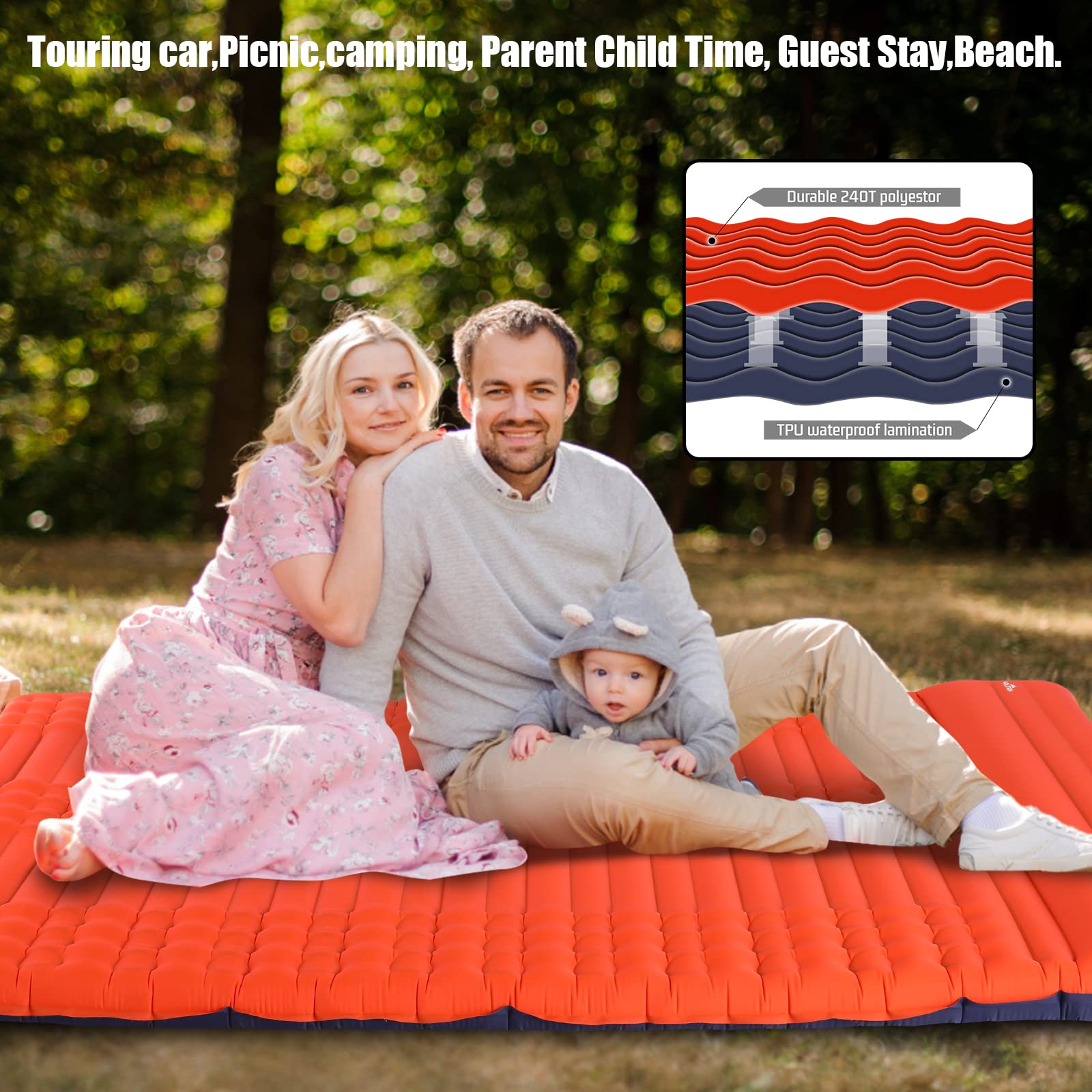 超軽量スリーピングマット 厚さ4インチ 超軽量自動膨張式スリーピングマット キャンプ、ビーチピクニック、アウトドアアドベンチャー用 エアパッド Amazon.co.jp: Megior キャンプ用スリーピングパッド 極厚 4インチ